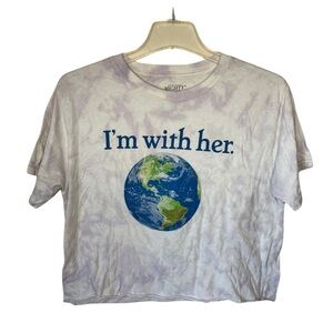 Mighty Fine “I’m With Her” Tie Dyed Mother Earth Cropped T-shirt Size Large